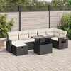 vidaXL 8 pcs conjunto sof&aacute;s de jardim com almofad&otilde;es vime PE preto