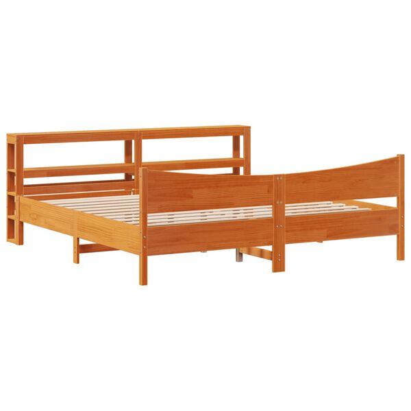 vidaXL Estrutura cama c/ cabeceira 200x200cm pinho maci&ccedil;o castanho-mel