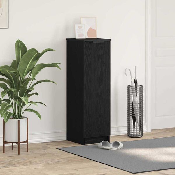 vidaXL Arm&aacute;rio de Sapatos com porta Carvalho Preto 29,5 x 35 x 101 cm
