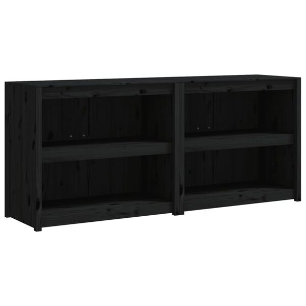 vidaXL Arm&aacute;rios de cozinha para exterior 2 pcs pinho maci&ccedil;o preto