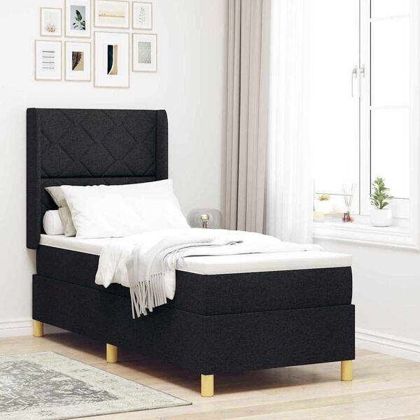 vidaXL Cama Box com colchão Preto 80 x 200 cm tecido