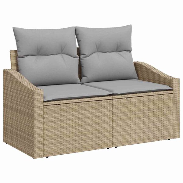 vidaXL Conjunto de Sof&aacute; de Jardim 7 pcs Bege Rattan Sint&eacute;tico