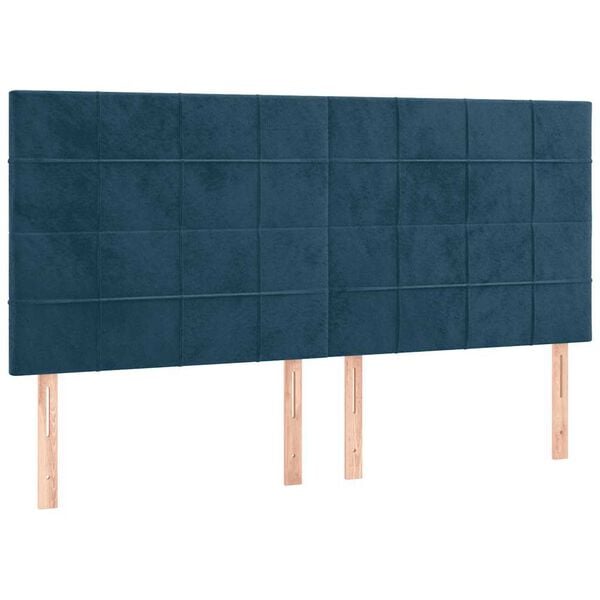 vidaXL Cabeceira Azul Escuro 160x5x118/128 cm Veludo