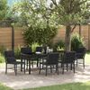vidaXL Conjunto de Jantar para Jardim com almofada 7 pcs Preto vime PE