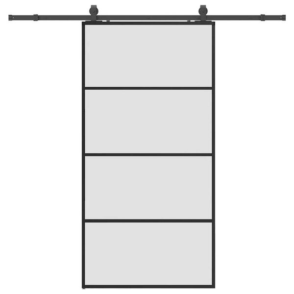 vidaXL Porta desliz. c/ conj. ferragens 102,5x205cm vidro ESG preto