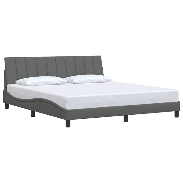 vidaXL Estrutura de cama sem colch&atilde;o Hanko 180x200 cm tecido cinzento-escuro