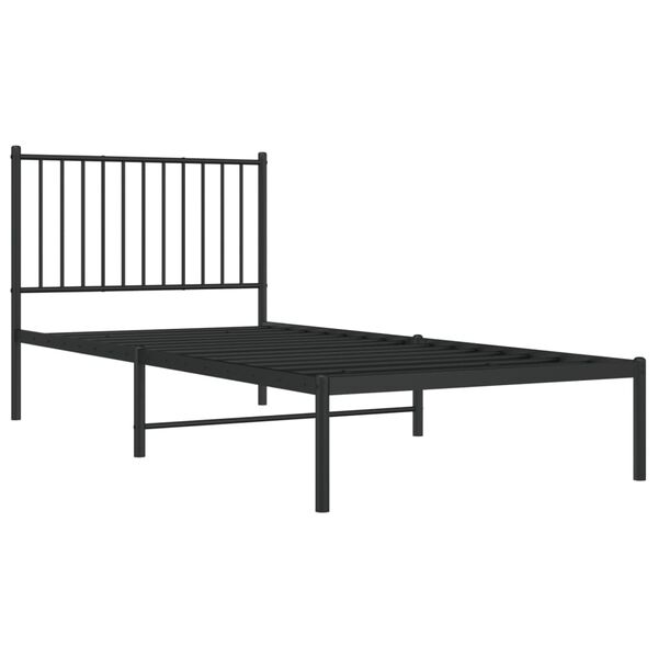 vidaXL Estrutura de cama com cabeceira 90x200 cm metal preto
