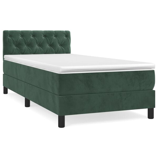 vidaXL Cama com molas/colch&atilde;o 80x200 cm veludo verde-escuro