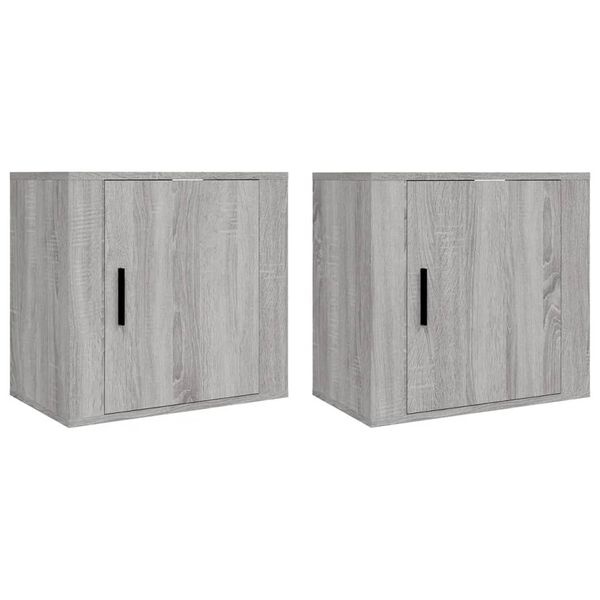 vidaXL Mesas de cabeceira de parede 2 pcs 50x30x47 cm cinzento sonoma