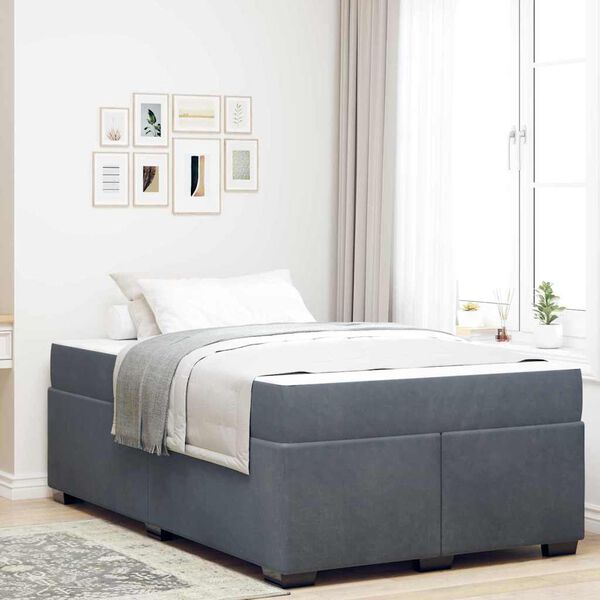 vidaXL Estrutura da Cama com colch&atilde;o Cinza Escuro 120 x 200 cm tecido