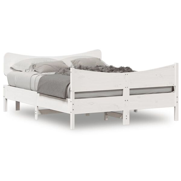 vidaXL Cama sem colch&atilde;o 160x200 cm madeira de pinho maci&ccedil;a branco