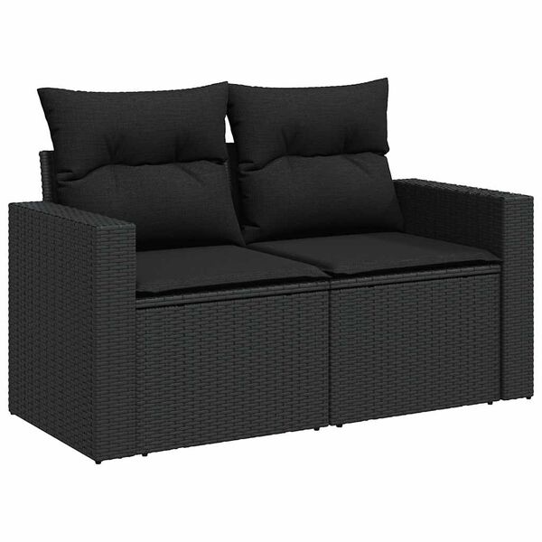 vidaXL 6 pcs conjunto sof&aacute;s de jardim c/ almofad&otilde;es vime PE preto