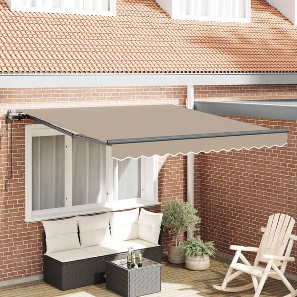 vidaXL Toldo Retr&aacute;til Bege 350 x 250 cm Tecido e Alum&iacute;nio