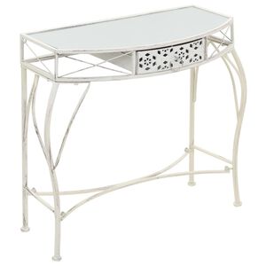 vidaXL Mesa de apoio estilo franc&ecirc;s 82x39x76 cm metal branco