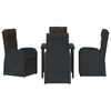 vidaXL Conjunto de Jantar para Jardim com almofada 5 pcs Preto vime PE