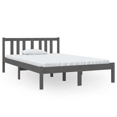 vidaXL Estrutura cama pequena casal 120x190 cm pinho maciço cinza