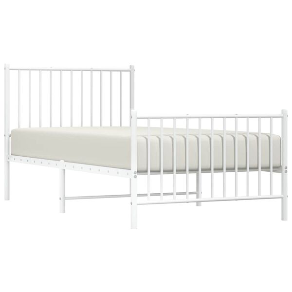 vidaXL Estrutura de cama com cabeceira e p&eacute;s 90x190 cm metal branco