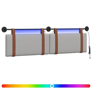 vidaXL Cabeceira suspensa Com luz LED Cinza Nuvem PU Antigo