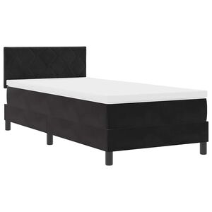 vidaXL Cama Box Spring LED com colch&atilde;o Preto 90 x 200 cm Veludo