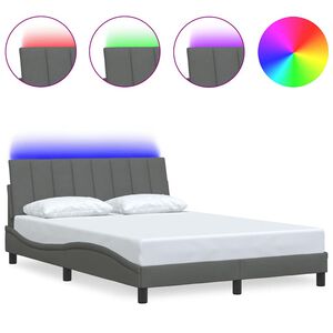 vidaXL Estrutura de cama sem colch&atilde;o Hanko 140x190 cm tecido cinzento-escuro