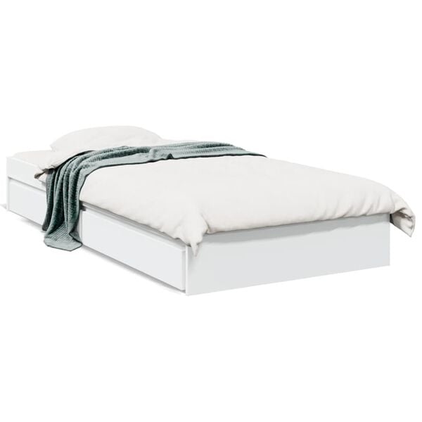 vidaXL Estrutura cama c/ gavetas 90x190 cm derivados de madeira branco