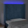 vidaXL Cabeceira cama c/ luzes LED veludo 103x16x118/128cm azul-escuro