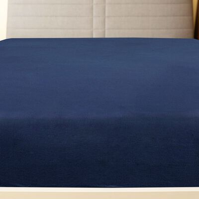 vidaXL Lençol ajustável 140x200 cm algodão jersey azul marinho