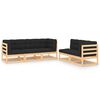 vidaXL 5 pcs conjunto lounge de jardim c/ almofad&otilde;es pinho maci&ccedil;o