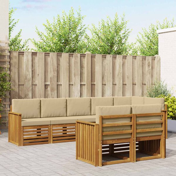 vidaXL Conjuntos de sof&aacute;s com almofada 8 pcs Natural e Bege