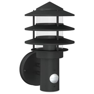 vidaXL Candeeiro de parede p/ exterior com sensor a&ccedil;o inoxid&aacute;vel preto