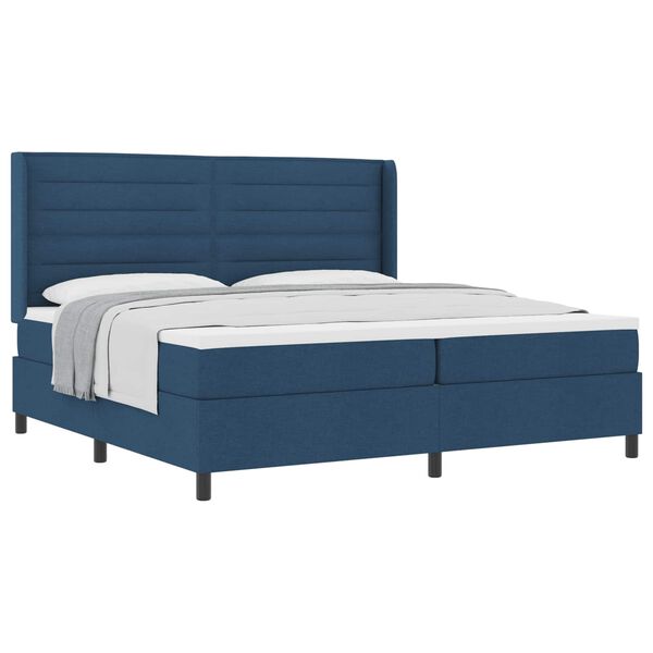 vidaXL Cama Box com colch&atilde;o com cabeceira Azul 200 x 200 cm tecido