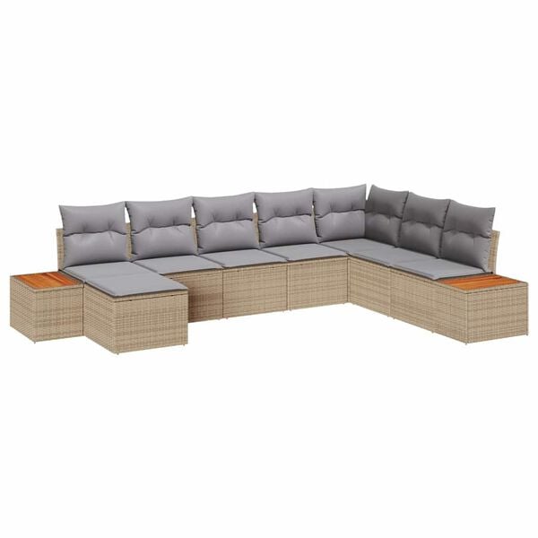 vidaXL Conjunto de Sof&aacute; de Jardim 8 pcs Bege e Cinza Claro