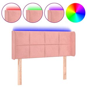 vidaXL Cabeceira de cama c/ luzes LED veludo 83x16x78/88 cm rosa