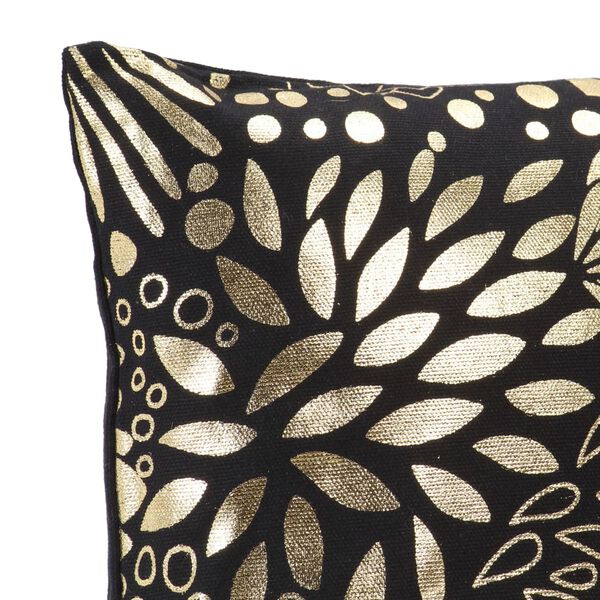 vidaXL Almofad&otilde;es 2pcs 40x40cm algod&atilde;o impress&atilde;o folha preto e dourado