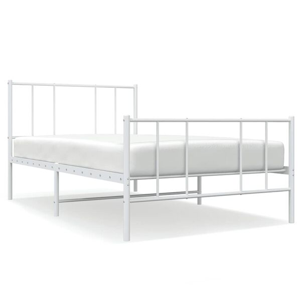 vidaXL Estrutura de cama com cabeceira e p&eacute;s 80x200 cm metal branco