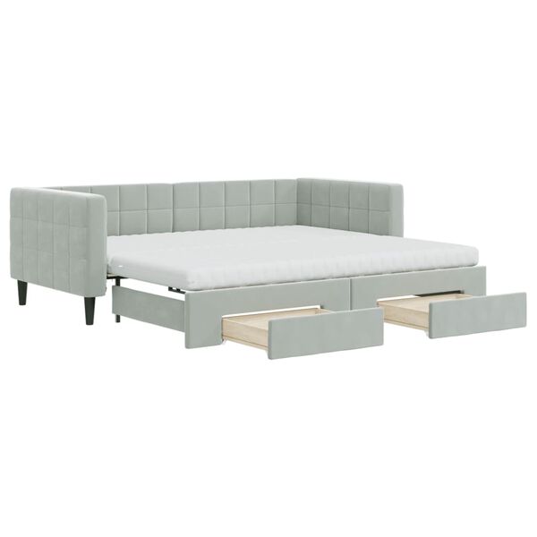vidaXL Sof&aacute;-cama c/ gavet&atilde;o e gavetas 90x190 cm veludo cinzento-claro