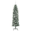 vidaXL &Aacute;rvore Slim de Natal Artificial Verde e Branco 180 cm