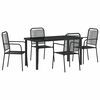 vidaXL Conjunto de Jantar para Jardim 5 pcs Preto A&ccedil;o revestido a p&oacute;