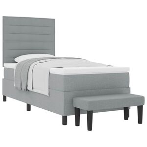 vidaXL Cama Box com colch&atilde;o Cinzento-claro 90 x 190 cm tecido