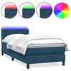 vidaXL Cama box spring c/ colch&atilde;o e LED 100x220 cm veludo azul-escuro