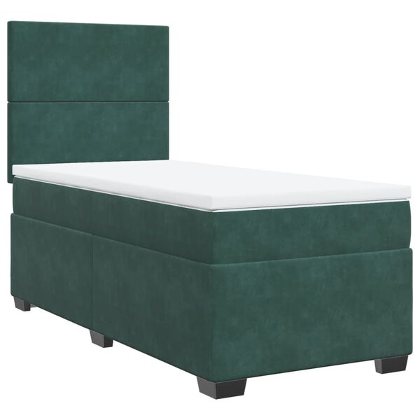 vidaXL Cama com molas/colchão 80x200 cm veludo verde-escuro