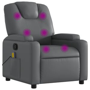 vidaXL Poltrona de massagem reclin&aacute;vel em couro sint&eacute;tico cinza