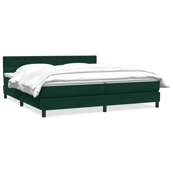 vidaXL Cama com molas colch&atilde;o 200x210 cm veludo verde-escuro