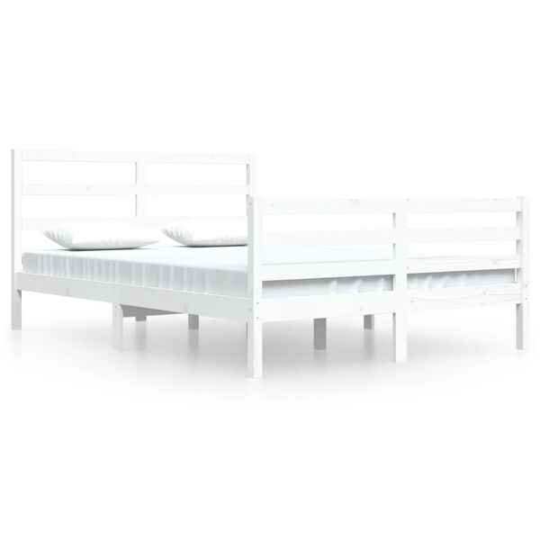 vidaXL Estrutura de cama 160x200 cm madeira de pinho maci&ccedil;a branco