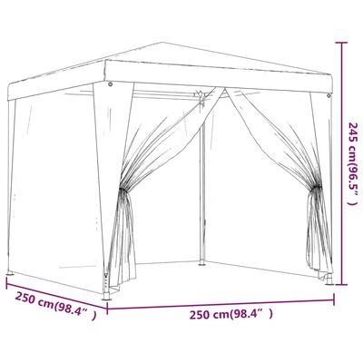 vidaXL Tenda para festas c/ 4 paredes laterais em rede 2,5x2,5m branco