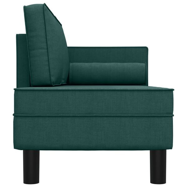 vidaXL Chaise longue com almofad&otilde;es e rolo tecido verde-escuro