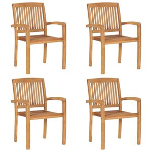 vidaXL Cadeiras de jardim empih&aacute;veis 4 pcs madeira teca maci&ccedil;a