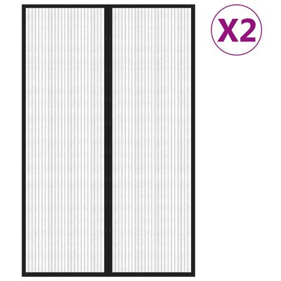 vidaXL Cortinas de porta anti-insetos magnéticas 2 pcs 220x130cm preto