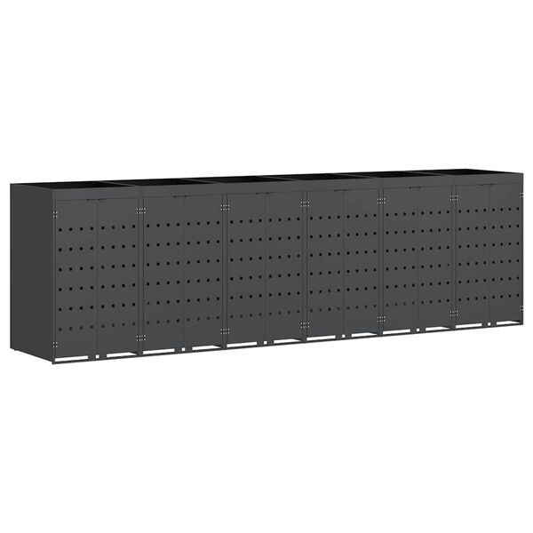 vidaXL Armazenamento para Lixeiras M&oacute;veis para 6 Ca&ccedil;ambas Antracite