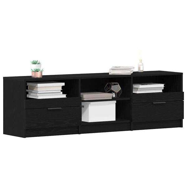 vidaXL Gabinete para TV com gaveta Carvalho Preto 150 x 33,5 x 45 cm